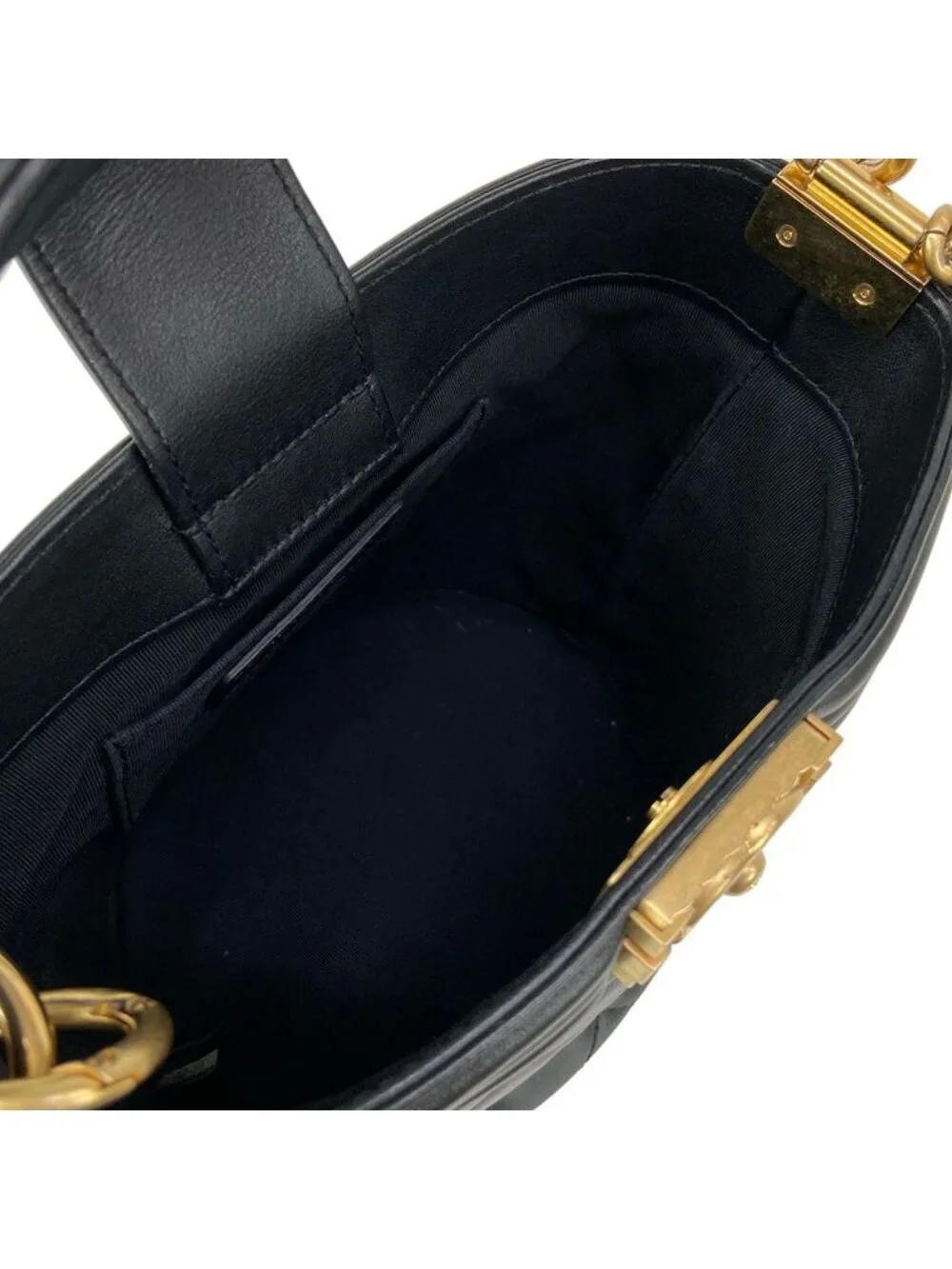 Chanel Shoulder Bag Boy Quilted Black Chain Gold 2-Way Lambskin